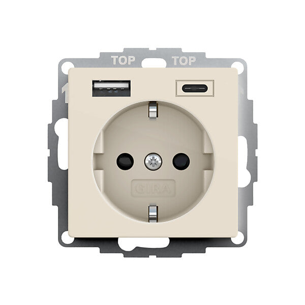 Gira Steckdose+USB Cremeweiß 245901